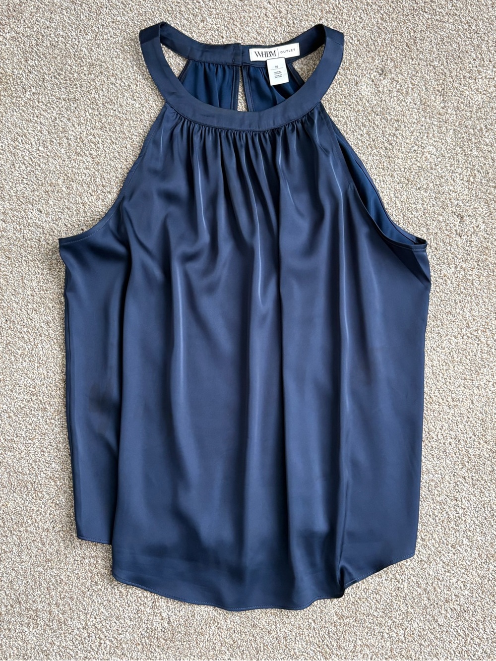 White House Black Market Navy Satin Halter Camisole